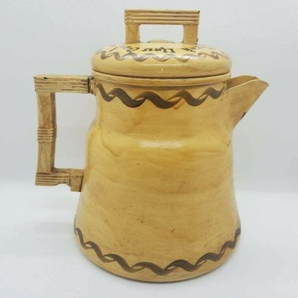 Tole Painted Tin Tea Kettle Red Apples Signed Susan 1978 8" Tall Vintage - Picture 4 of 8